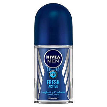 Nivea Men Shower Gel, Active Clean Body Wash, Men, 250ml & Men Deodorant Roll-On, Fresh Active Original, 50ml